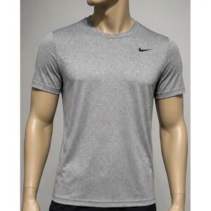 Nike Dri-FIT Mens Gray Training T-Shirt  L Swoosh Logo Activewear Athletic gym